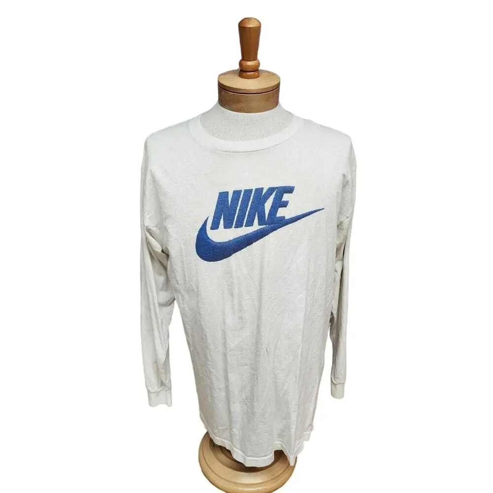 vintage nike big logo longsleeve shirt Size Large Made In USA Swoosh